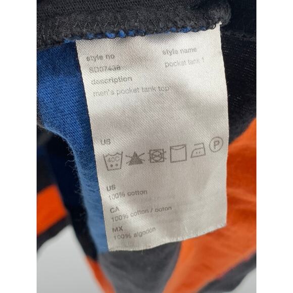 WESC Men's Black-Multi Striped Scoop-Neck Pocket Cotton Casual Tank SZ M - Picture 9 of 11